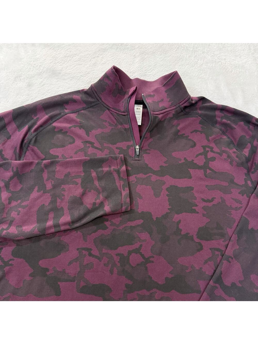 UNRL Golf Camo Knit 1/4 Zip Pullover Purple Size Large Stretch Long Sleeve